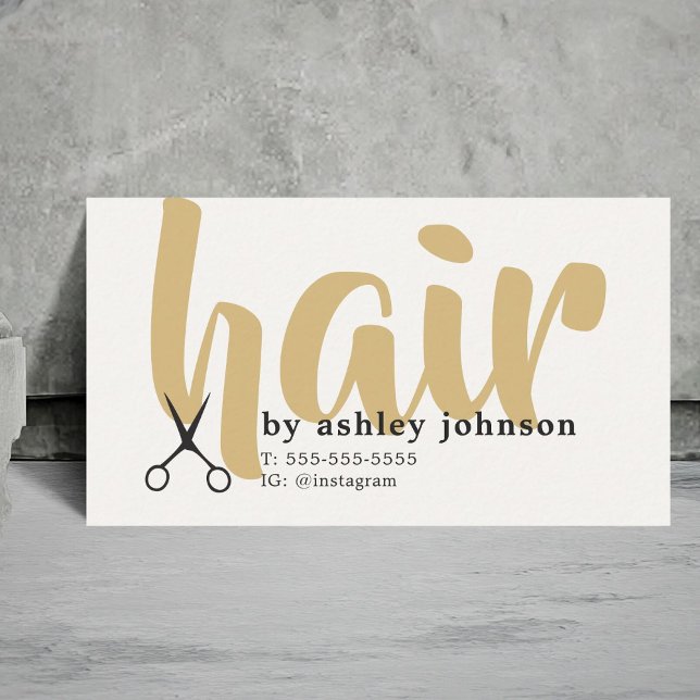 Modern Bold Pastel Golden Brown Hair Stylist Business Card (Creator Uploaded)
