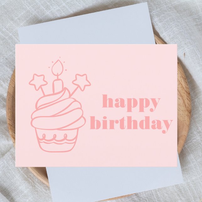 Modern Bold Pastel Pink Girly Happy Birthday Postcard (Creator Uploaded)