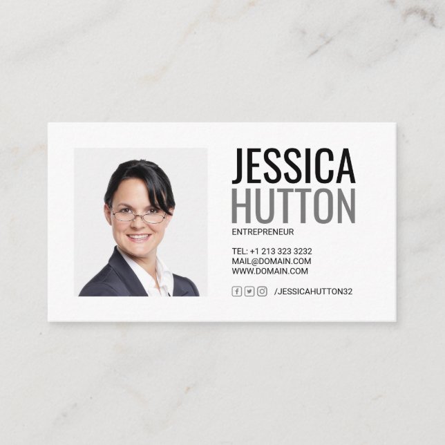 Modern Bold Personal Photo Business Card (Front)