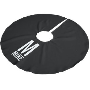 Modern Bold Personalised Monogram and Name Brushed Polyester Tree Skirt