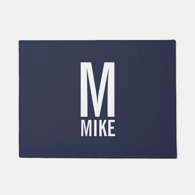 Modern Bold Personalised Monogram and Name Doormat (Front)