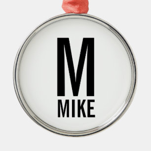 Modern Bold Personalised Monogram and Name Metal Tree Decoration