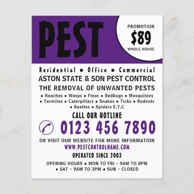 Modern Bold, Pest Control Advertising Flyer (Front)