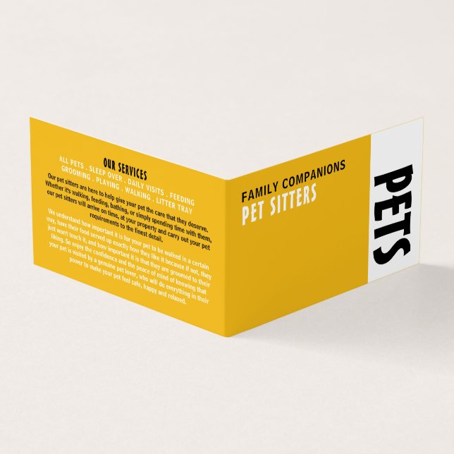 Modern Bold, Pet Sitting Service Detailed Business Card (Outside)