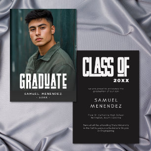 Modern Bold Photo Black Graduation Announcement