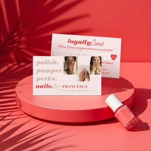 Modern Bold Photo Collage Nails By Beauty Salon Loyalty Card