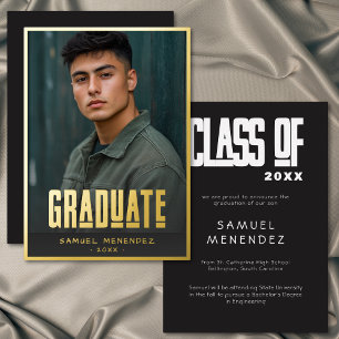 Modern Bold Photo Graduation Foil Announcement