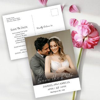Modern Bold Photo | Wedding Save The Date Postcard