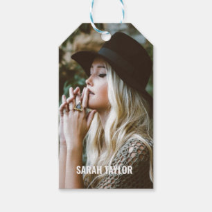 Modern Bold Photography Full Photo Name Custom Gift Tags