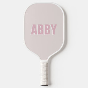 Modern bold pickleball pink and white name  paddle