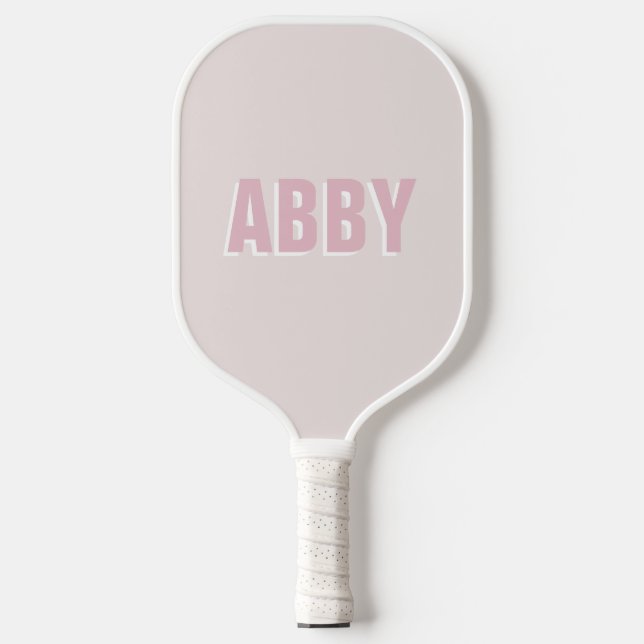 Modern bold pickleball pink and white name  paddle (Front)