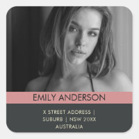 MODERN BOLD PINK BLACK PERSONAL PHOTO ADDRESS
