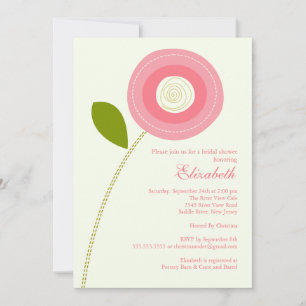 Modern Bold Pink Bloom Bridal Shower Invitation