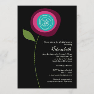 Modern Bold Pink Bloom Bridal Shower Invitation