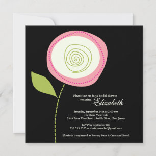 Modern Bold Pink Bloom Bridal Shower Invitation