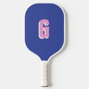 Modern bold pink letter monogrammed pickleball paddle