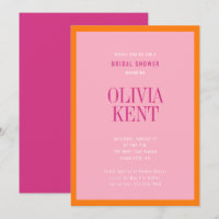 Modern Bold Pink Orange Wedding Bridal Shower