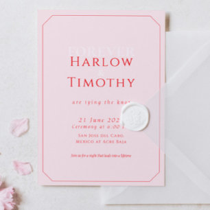 Modern Bold Pink Red Script Wedding Invitation