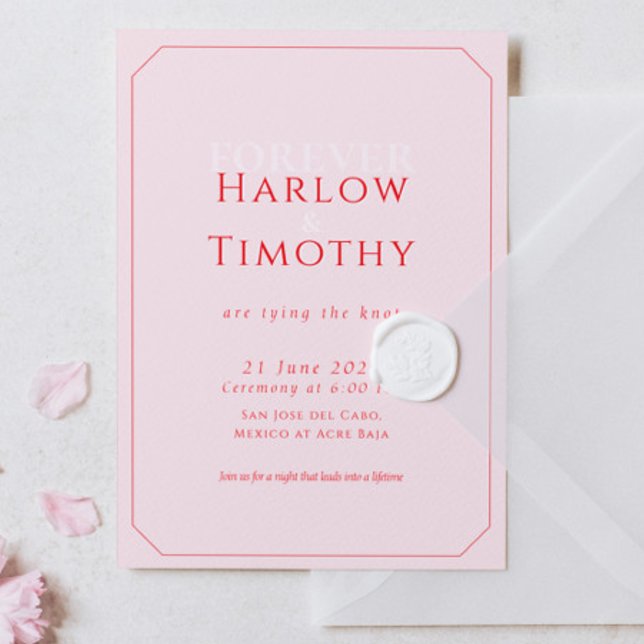 Modern Bold Pink Red Script Wedding Invitation (Modern Bold Pink Red Script Wedding Invitation)