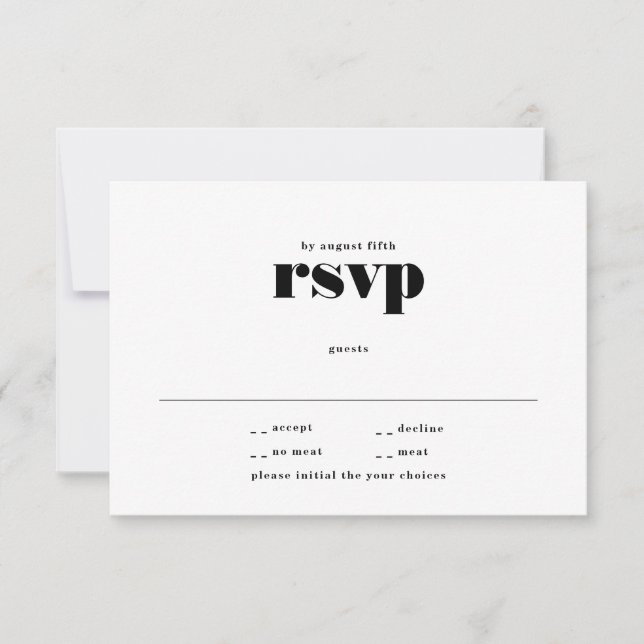 Modern Bold Premium Black Funky Wedding RSVP Card (Front)