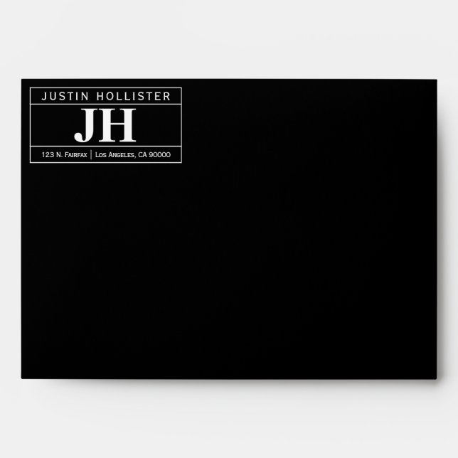Modern Bold Professional | Black & White A7 Envelope (Front)