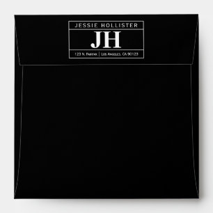 Modern Bold Professional   Black & White Square Envelope