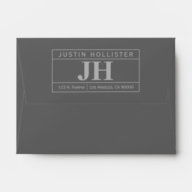 Modern Bold Professional | Dark & Light Grey A6 Envelope (Back (Top Flap))
