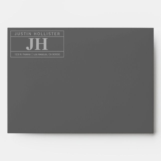 Modern Bold Professional | Dark & Light Grey A7 Envelope (Front)