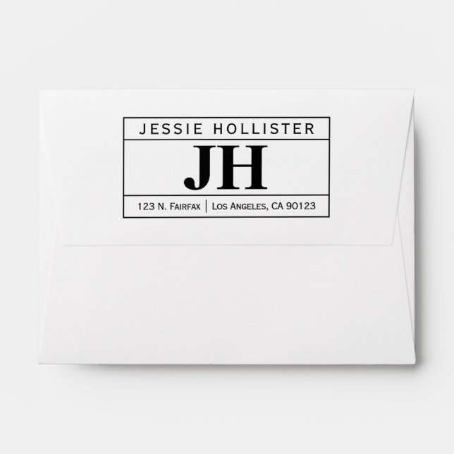 Modern Bold Professional | White & Black A6 Envelope (Back (Top Flap))