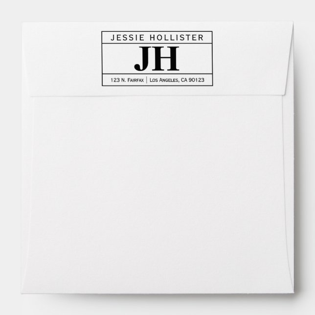 Modern Bold Professional | White & Black Square Envelope (Back (Top Flap))