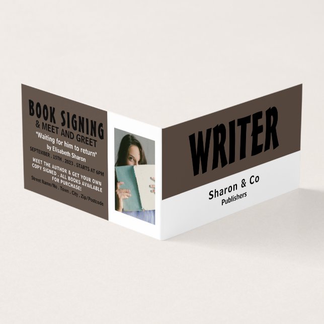 Modern Bold, Publisher, Writer Book Signing Business Card (Outside)