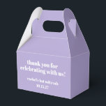 Modern Bold Purple Bat Mitzvah Custom Thank You Favour Box<br><div class="desc">Personalised Bold Typography Lavender Purple Modern Thank You Favour Box</div>