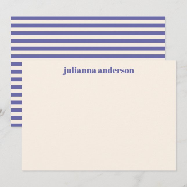 Modern Bold Purple Stripes Personalised Name Card (Front/Back)
