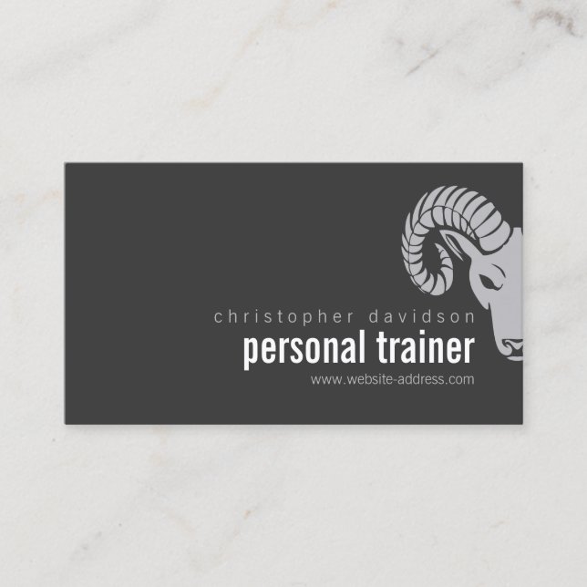 Modern Bold Rams Head Offset Business Card (Front)