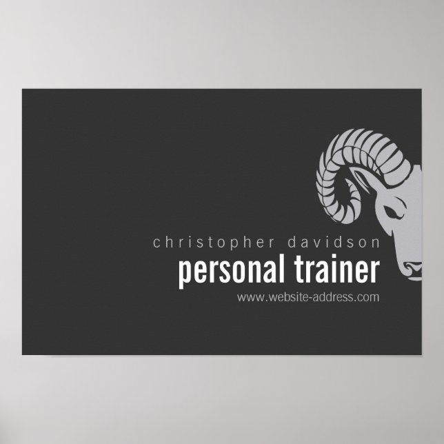 Modern Bold Rams Head Offset Logo Download Poster (Front)