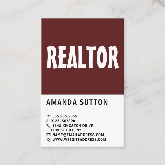 Modern Bold, Realtor, Estate Agent Business Card (Front)