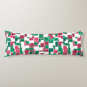 Modern Bold Red and Green Christmas Mondrian Body Cushion