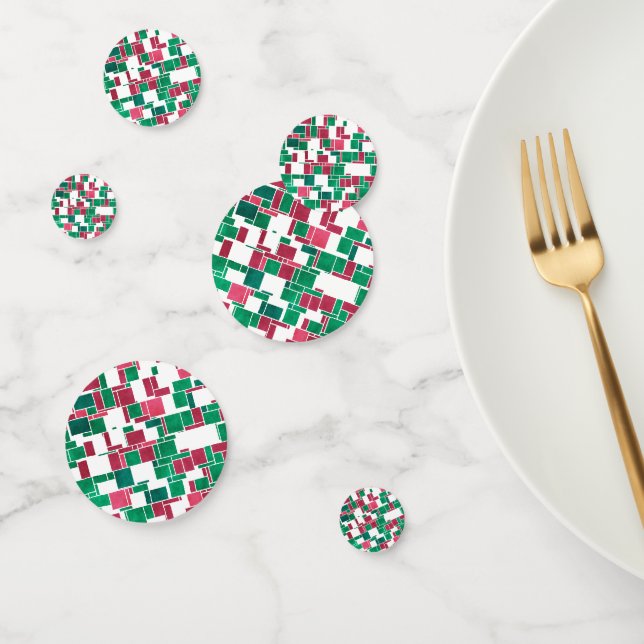 Modern Bold Red and Green Christmas Mondrian Confetti (Group)