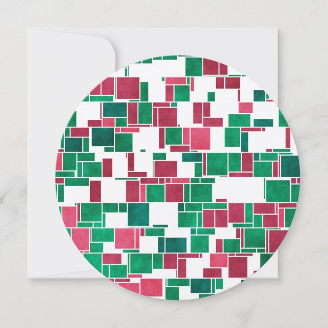 Modern Bold Red and Green Christmas Mondrian Invitation (Front)