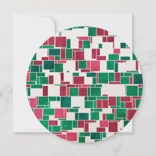Modern Bold Red and Green Christmas Mondrian Invitation