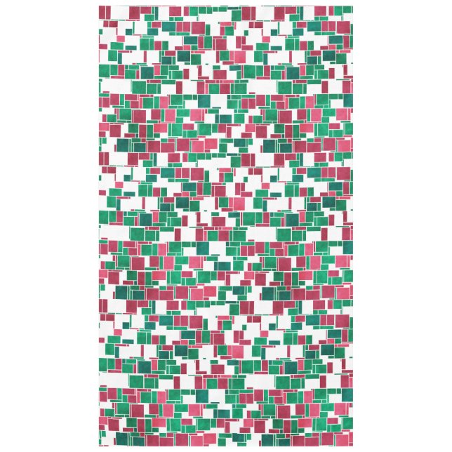 Modern Bold Red and Green Christmas Mondrian Tablecloth (Front)