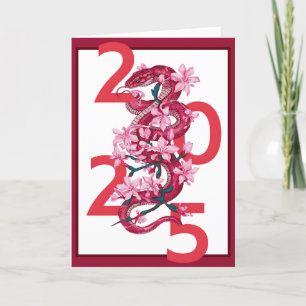 Modern Bold Red Chinese New Year 2025 Lunar Snake  Holiday Card