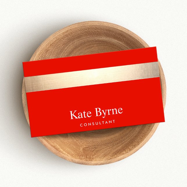 Modern Bold Red Gold Striped Business Card (Creator Uploaded)