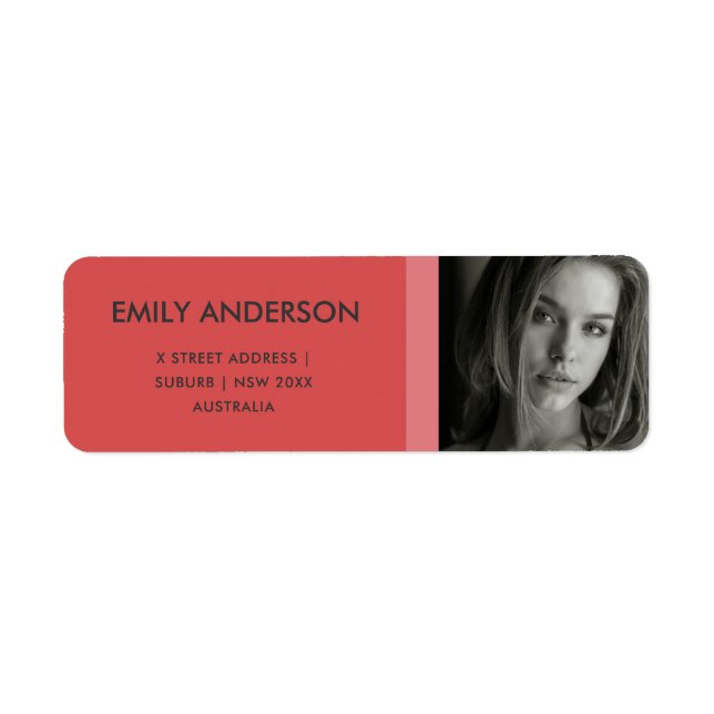 MODERN BOLD RED PINK PERSONAL PHOTO ADDRESS (Front)