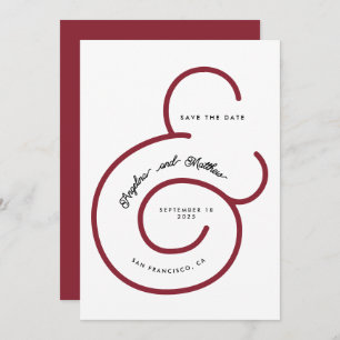 Modern Bold Red Script Big Ampersand Wedding Save The Date