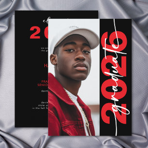 Modern Bold Red Typography Grad Announcement