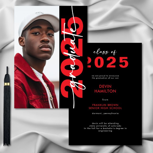 Modern Bold Red Typography Grad Announcement (Modern Bold Red Typography Grad Announcement)