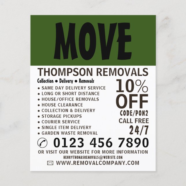 Modern Bold, Removal Company Advertising Flyer (Front)