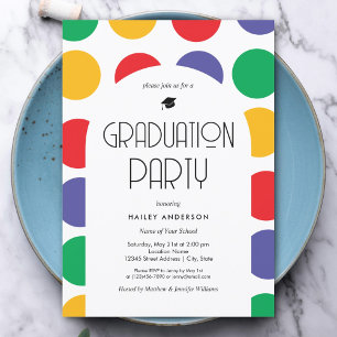 Modern Bold Retro 70s Graduation Invitation