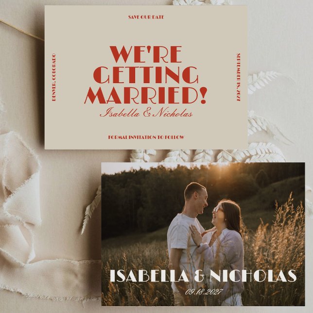 Modern Bold Retro Colourful | Photo Wedding Save The Date (Creator Uploaded)
